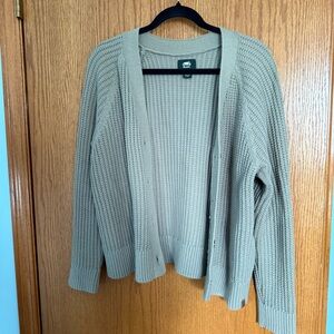Roots Sage Green Waffle-Knit Open Cardigan